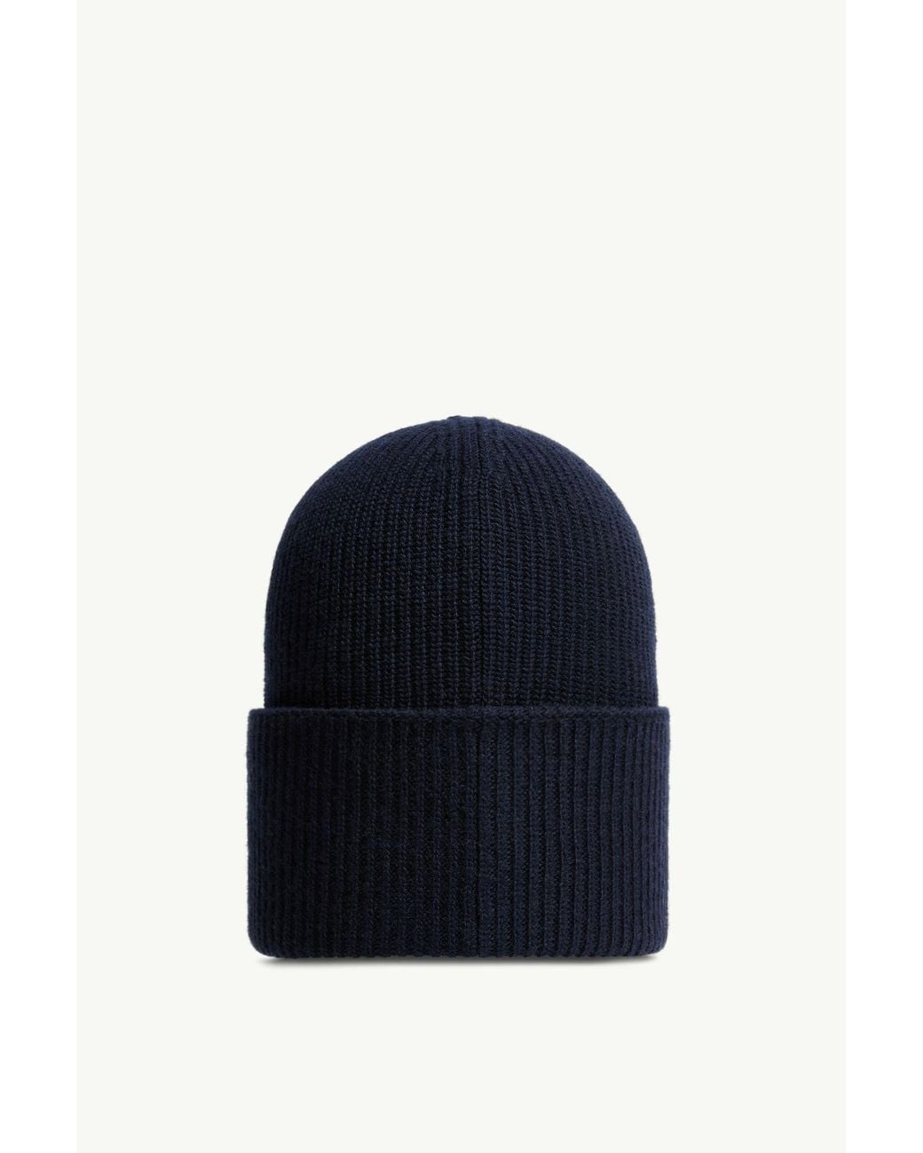 Moncler Blue Logo Patch Knitted Beanie