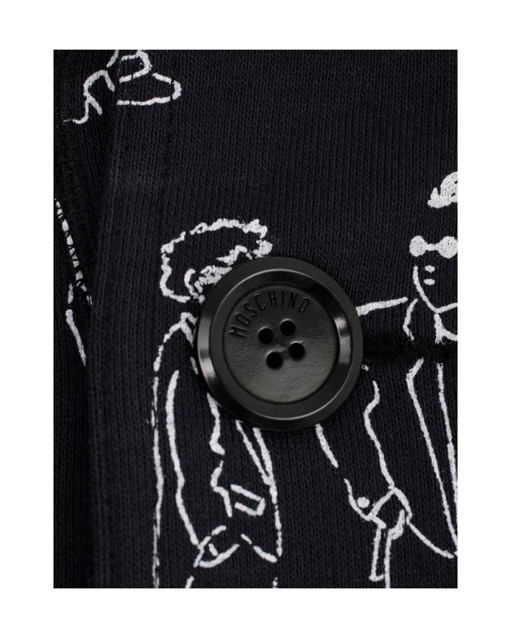 Moschino Black Characters Print Hoodie for men