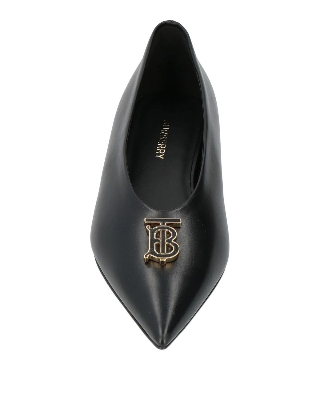 Burberry Black Minimalist Leather Ballet Flats