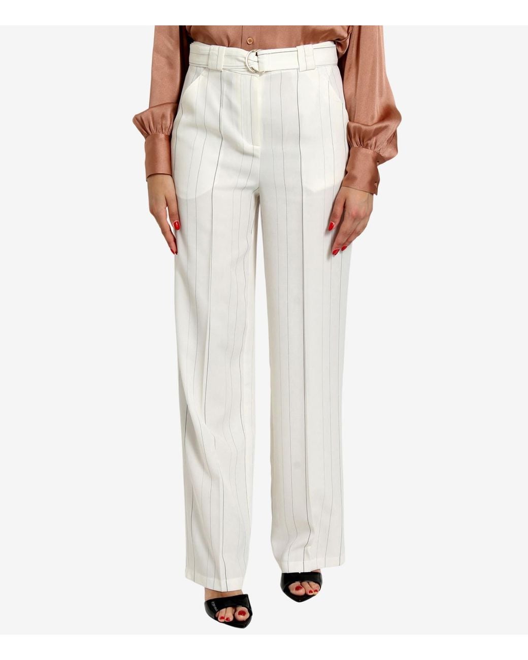 Semicouture White Trousers Creamblack