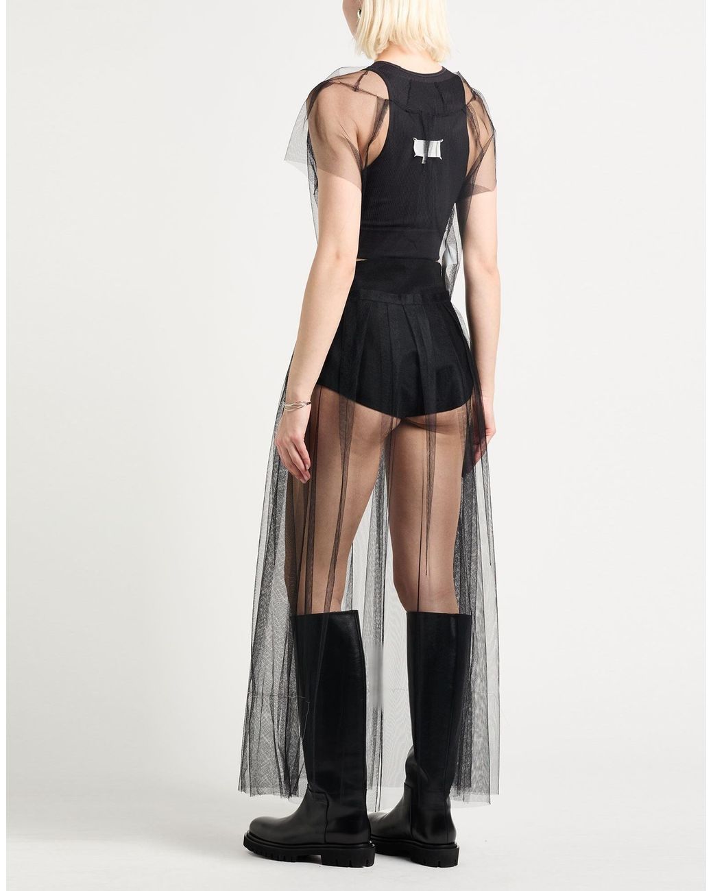 Maison Margiela Gray Pleated Short-Sleeve Dress