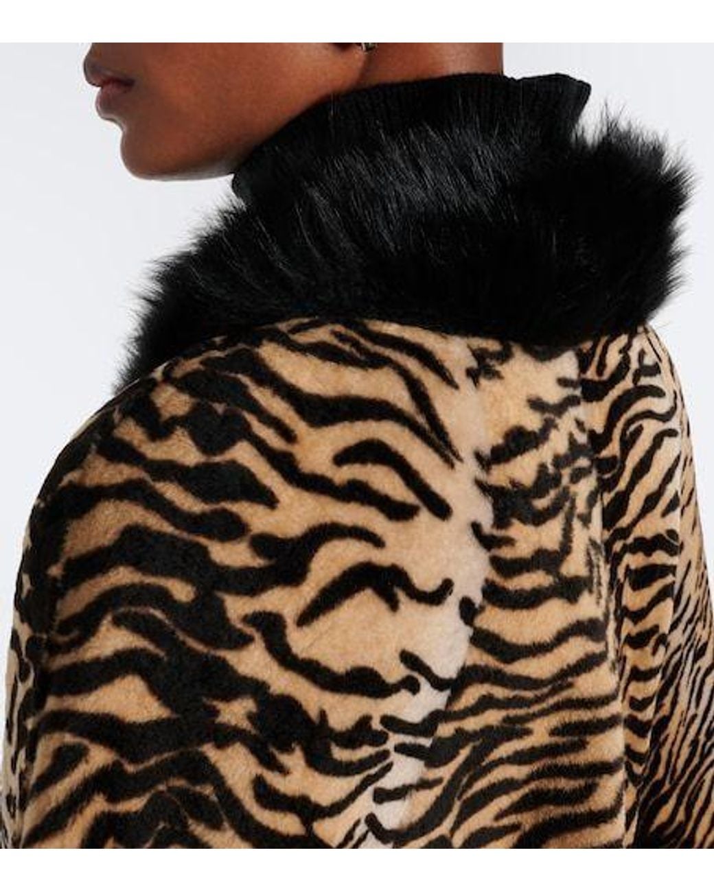 Nour Hammour Black Olympe Printed Shearling Poncho