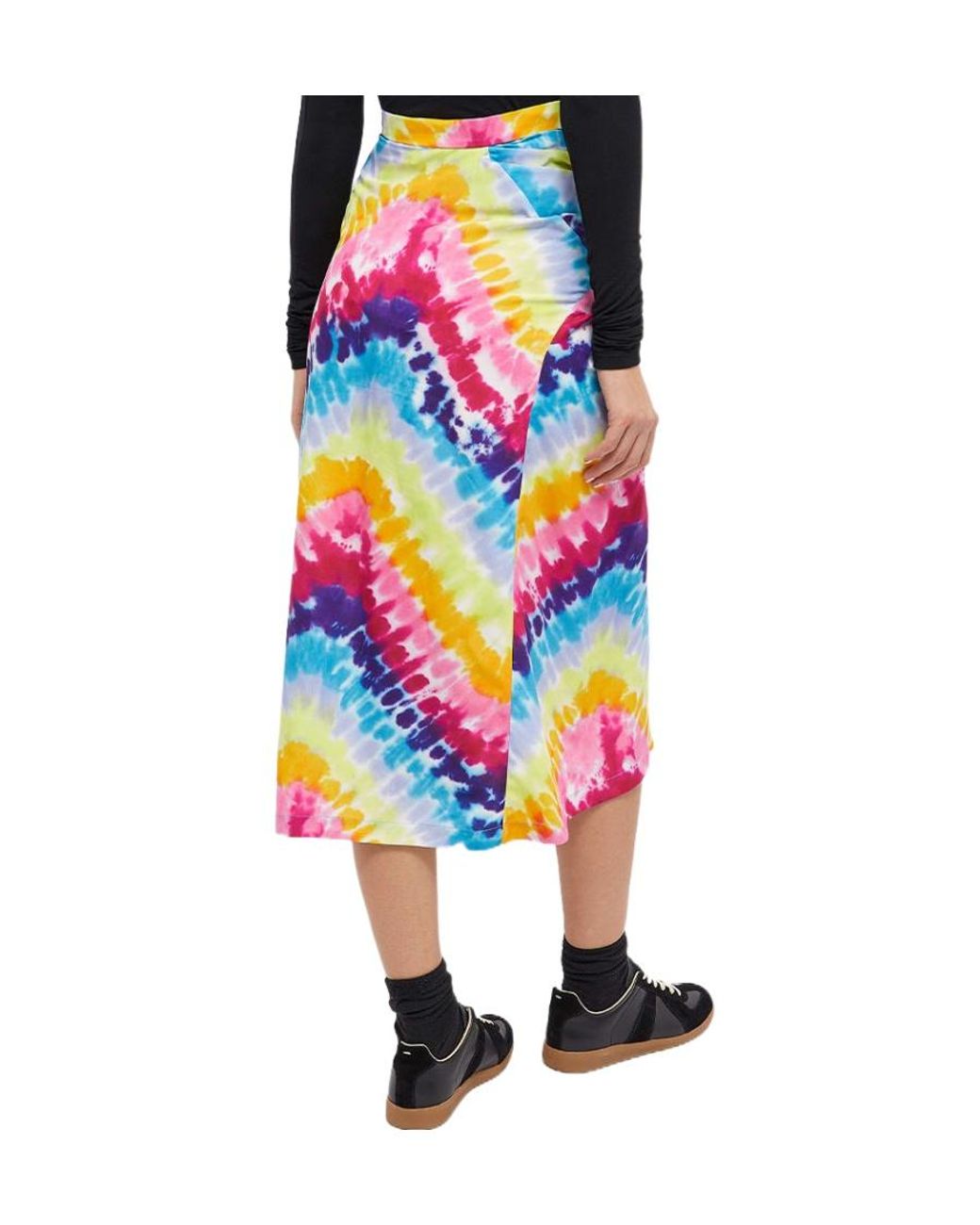 KENZO White Tie-Dye High Waist Midi Skirt