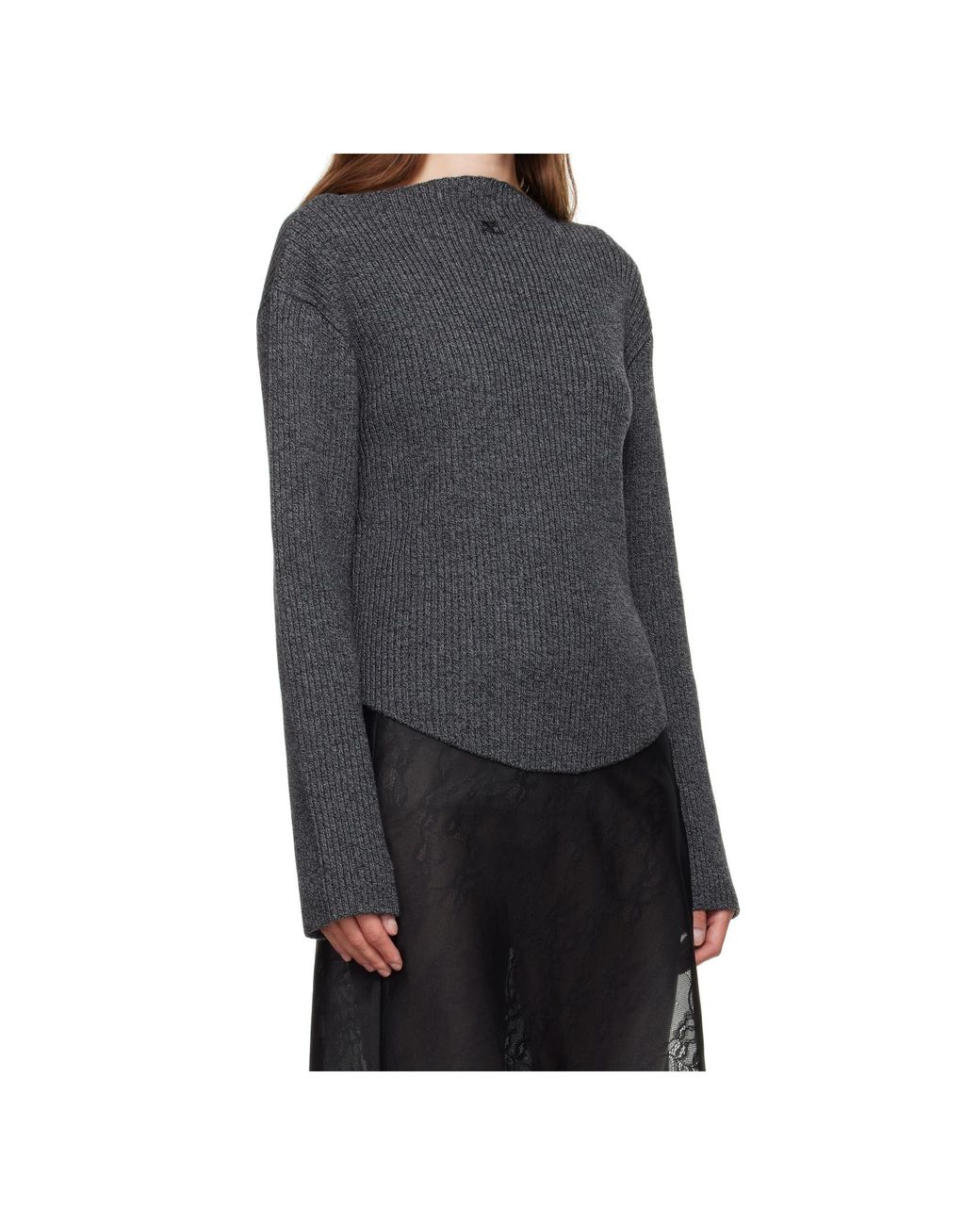 Courreges Gray Ribbed-Knit Sweater for men