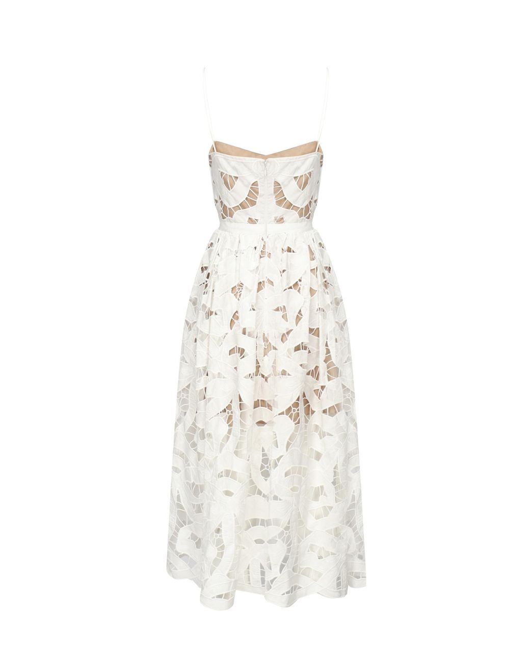 Self-Portrait White Bow Embroidered Midi Dress