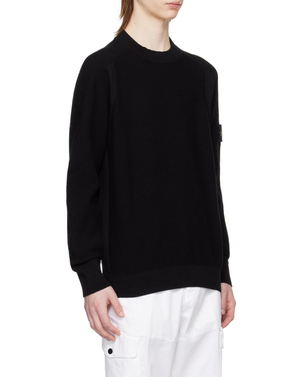 Stone Island Black Logo Patch Knitted Jumper for men