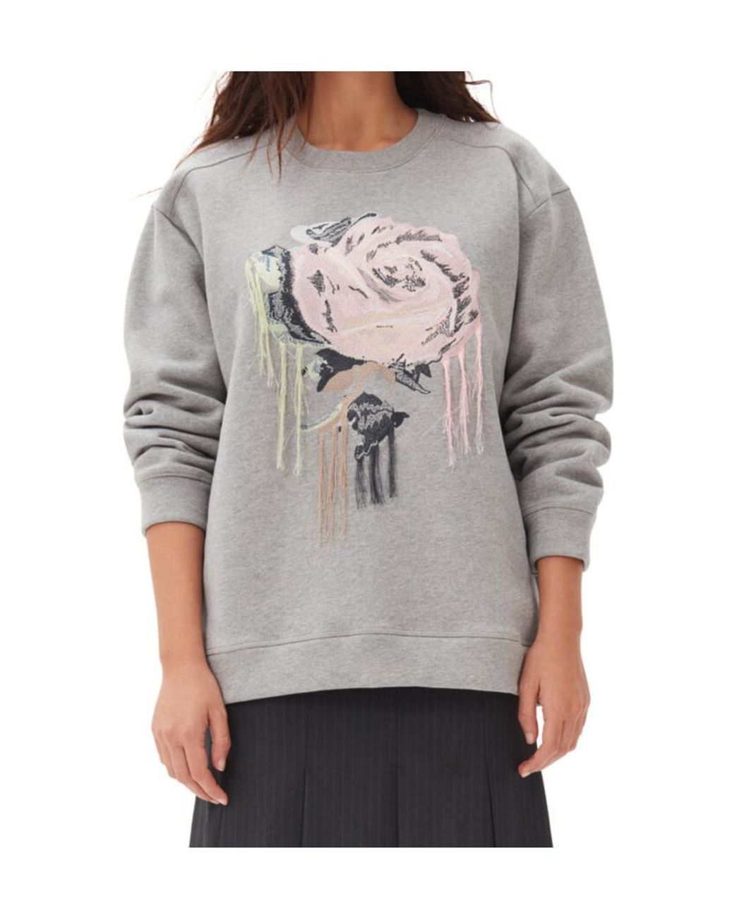 Ganni Gray Fleece Sweatshirt