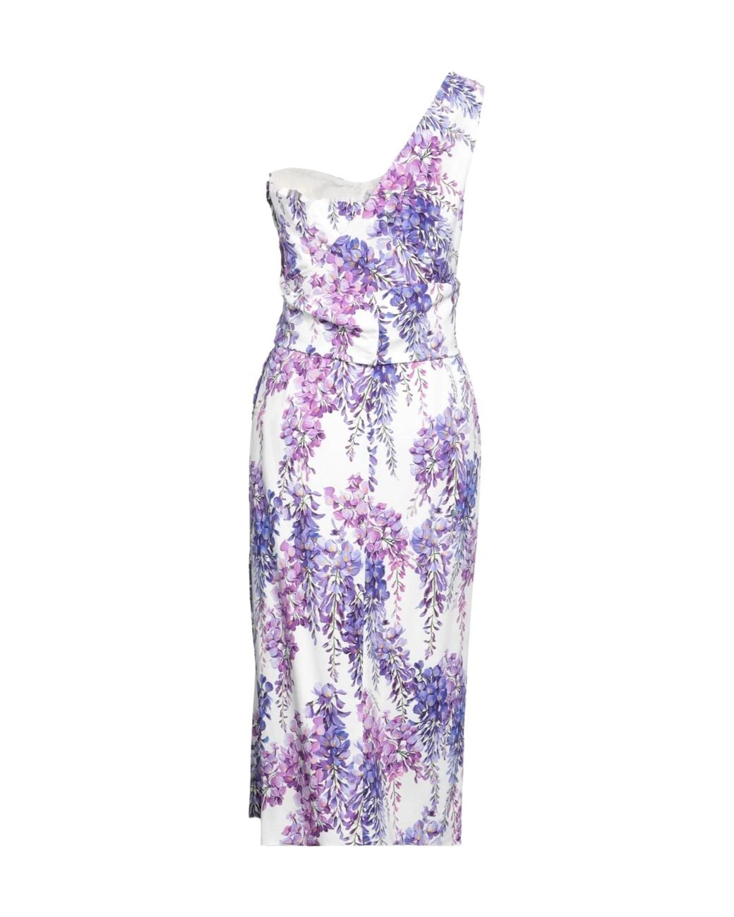 Dolce & Gabbana Purple Off-The-Shoulder Floral Dress