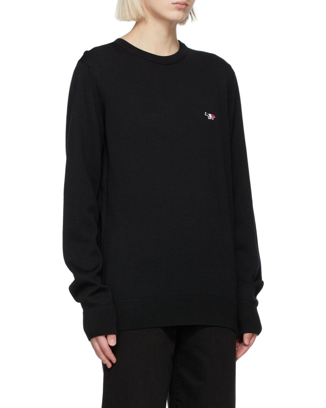 Maison Kitsuné Blue Fox-Patch Crew-Neck Jumper for men