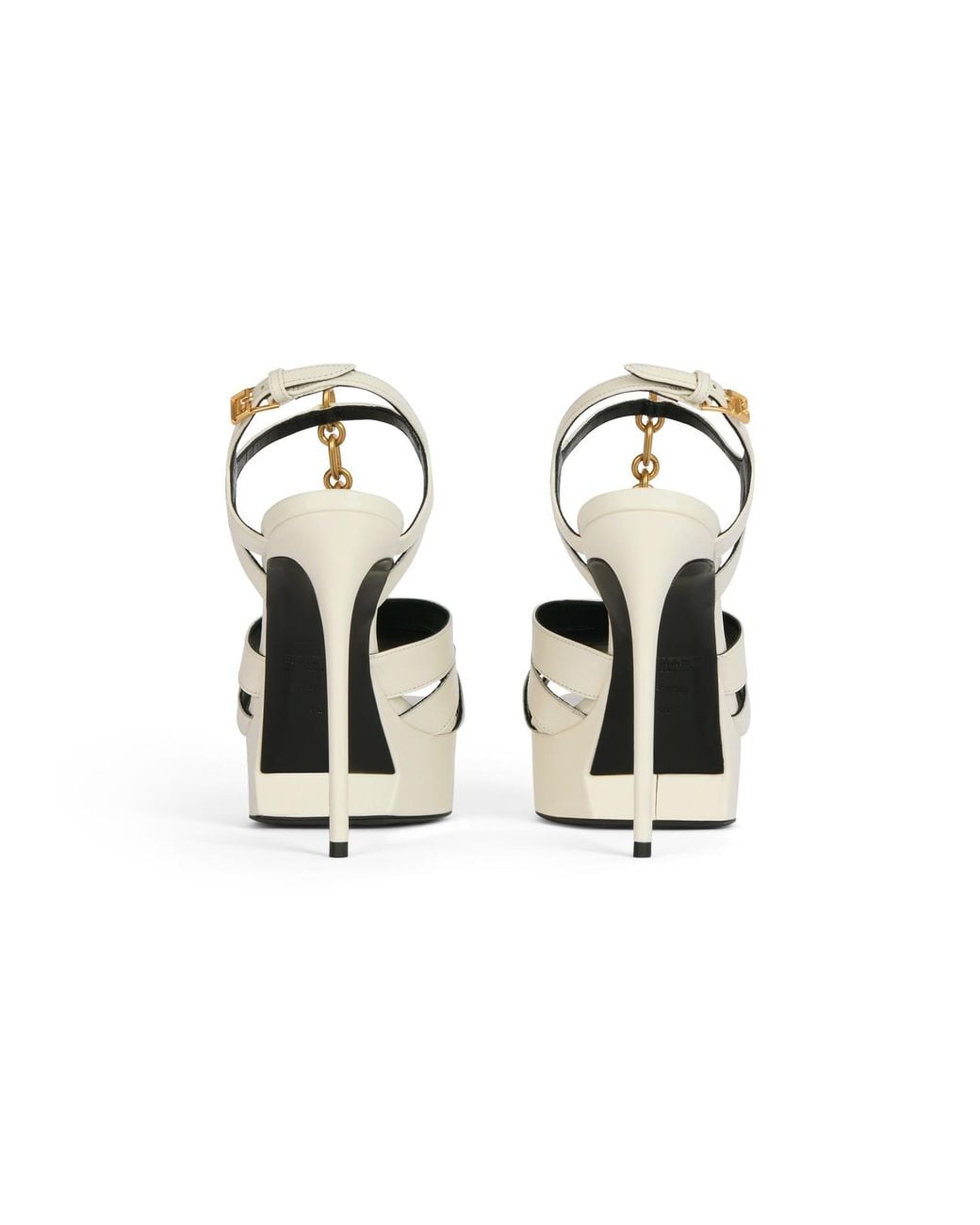 Balmain White Sync Platform Sandals