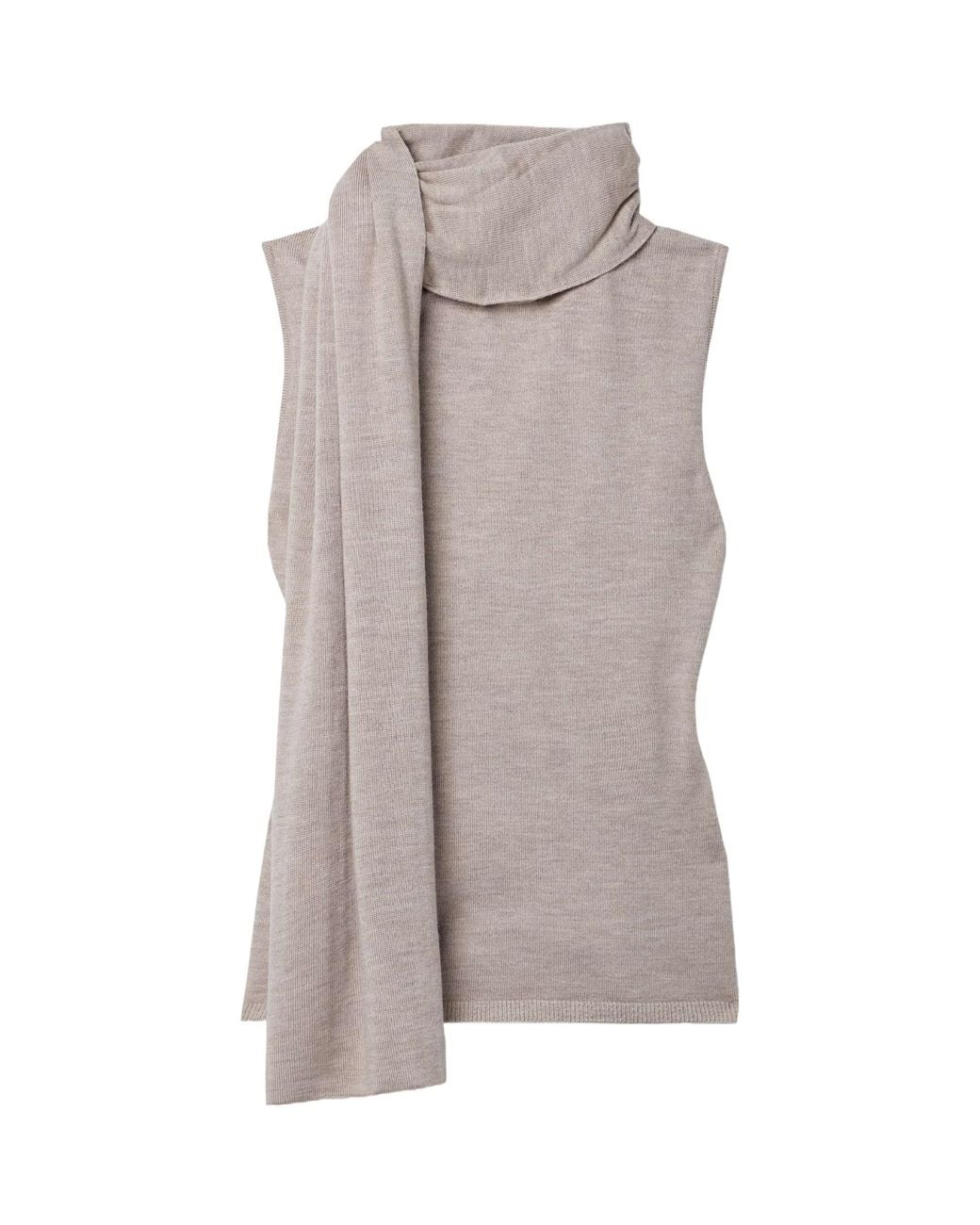 Magda Butrym Gray Sleeveless High-Neck Knitted Top