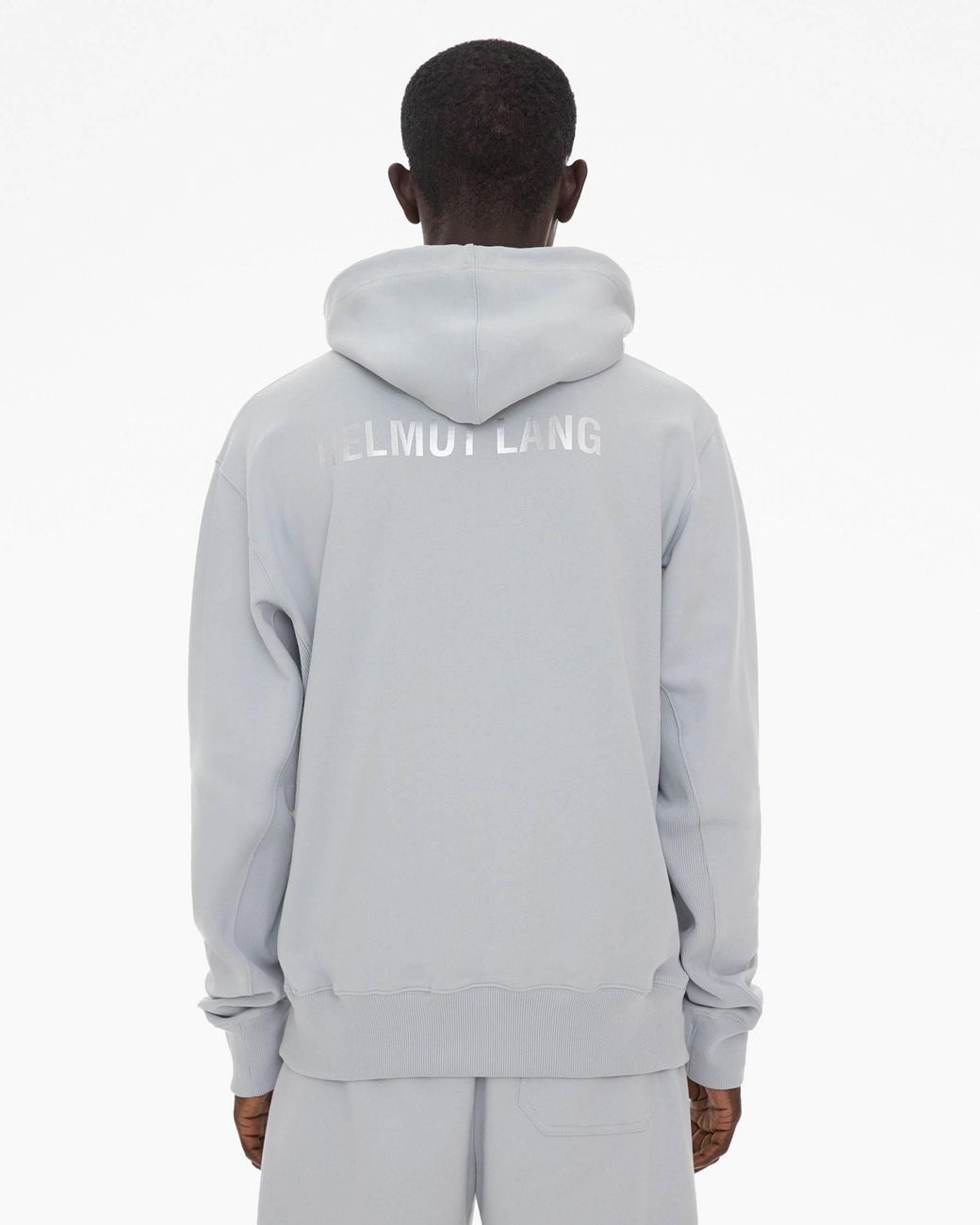 Helmut Lang Gray Space Logo Hoodie for men