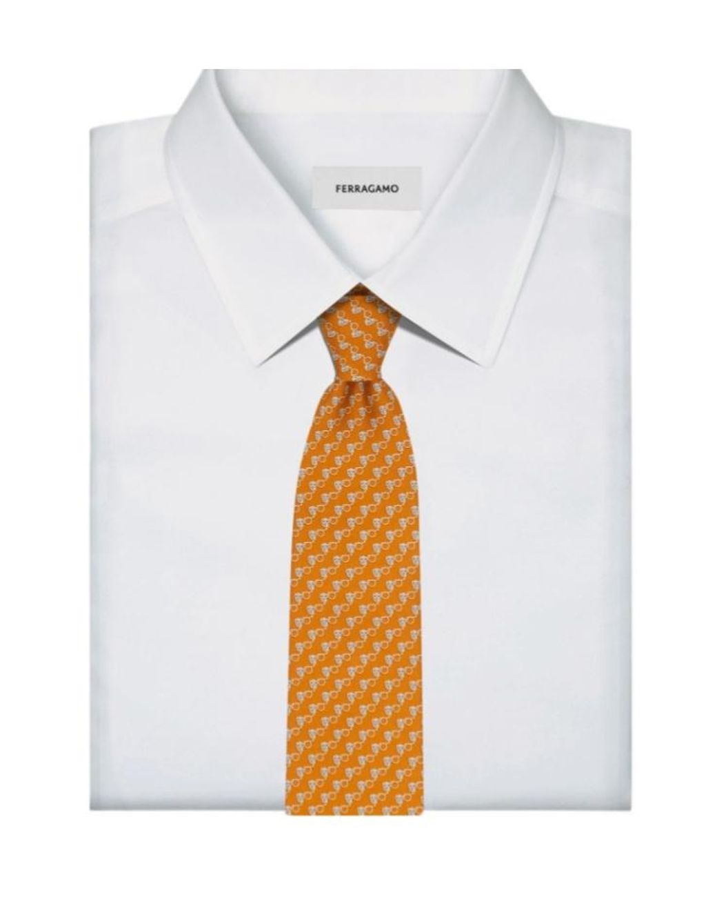 Ferragamo Orange Owl-Print Tie for men