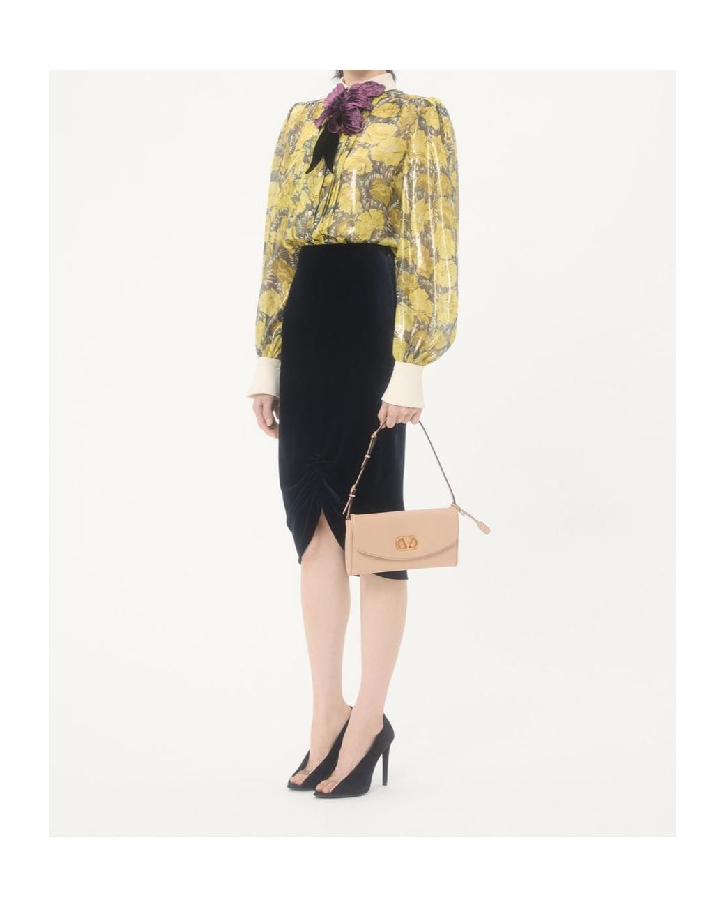 Valentino Yellow Floral Printed Long Sleeved Shirt