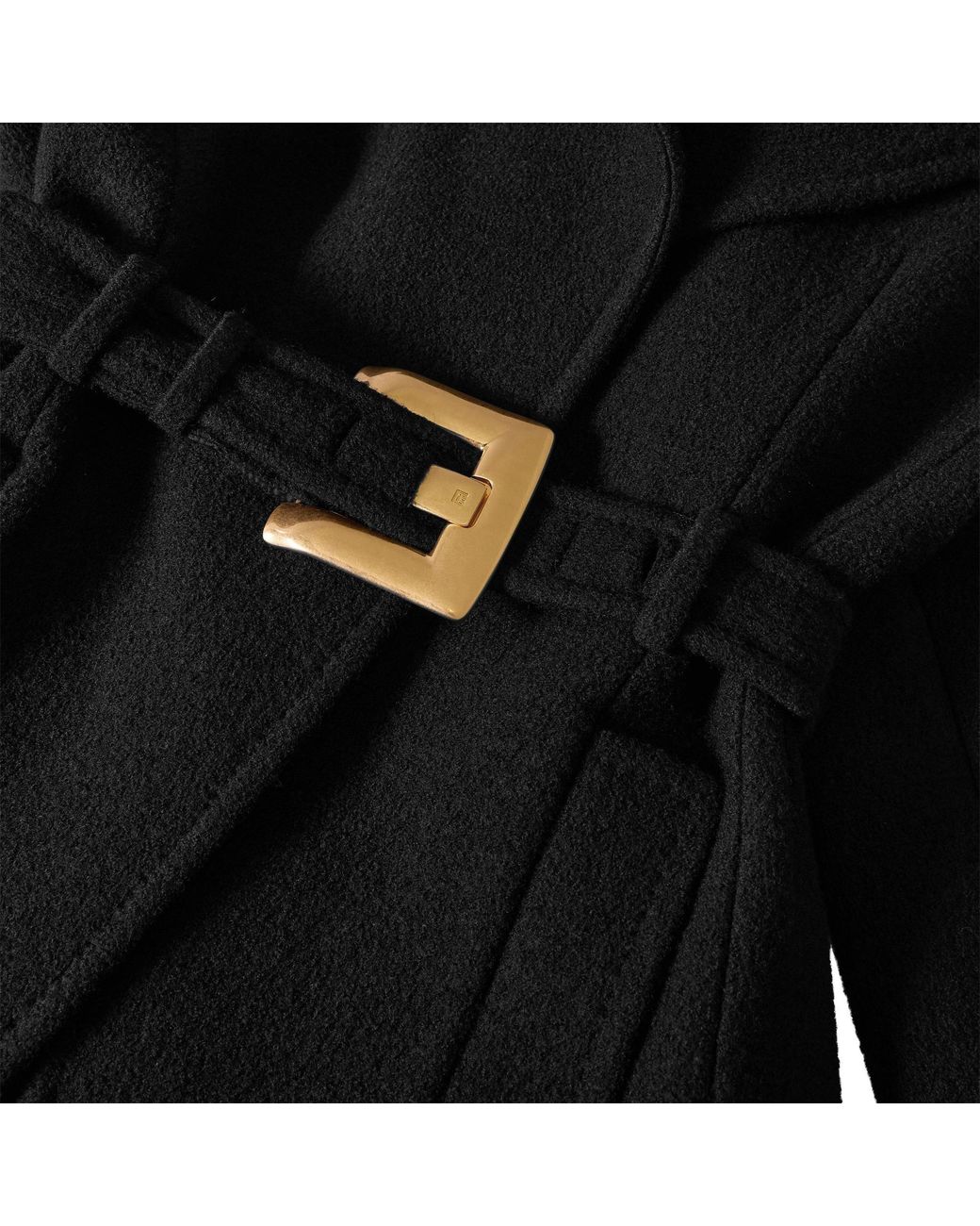 Balmain Black Short Wool Wrap Coat