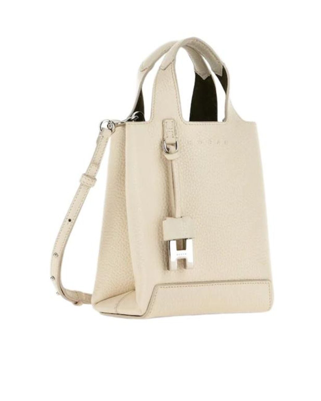 Hogan Natural Logo Embossed Top Handle Bag