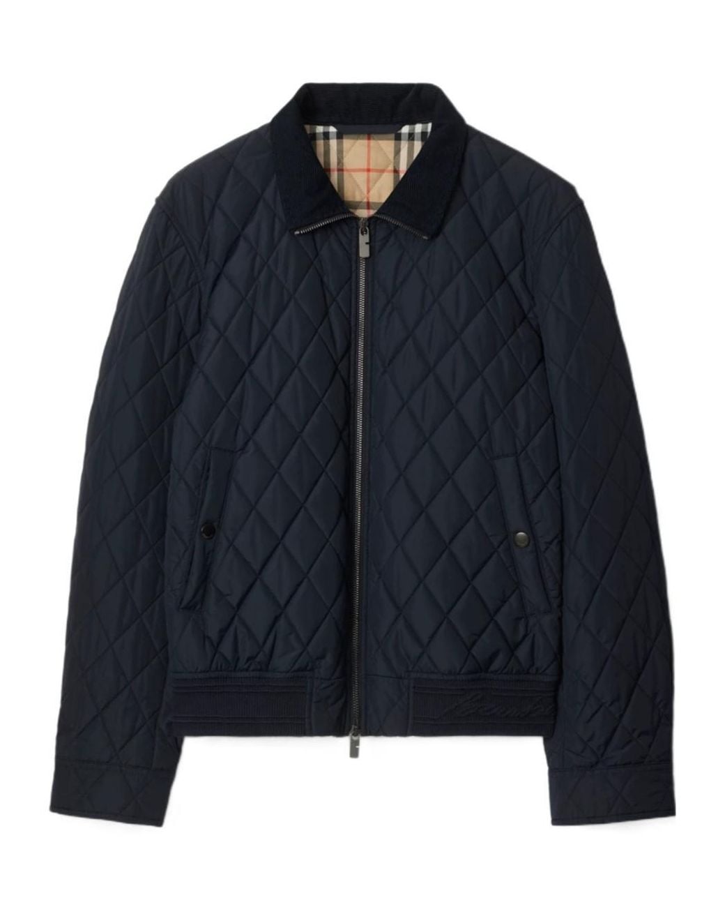 Burberry Blue Quilted Zip-Up Jacket for men