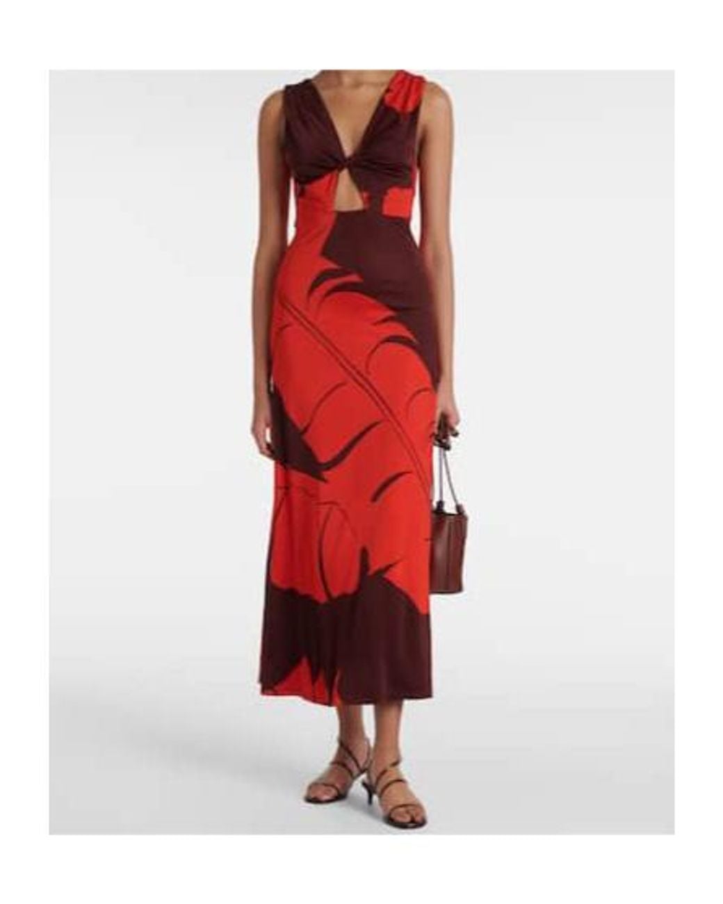 Johanna Ortiz Red Printed Jersey Maxi Dress