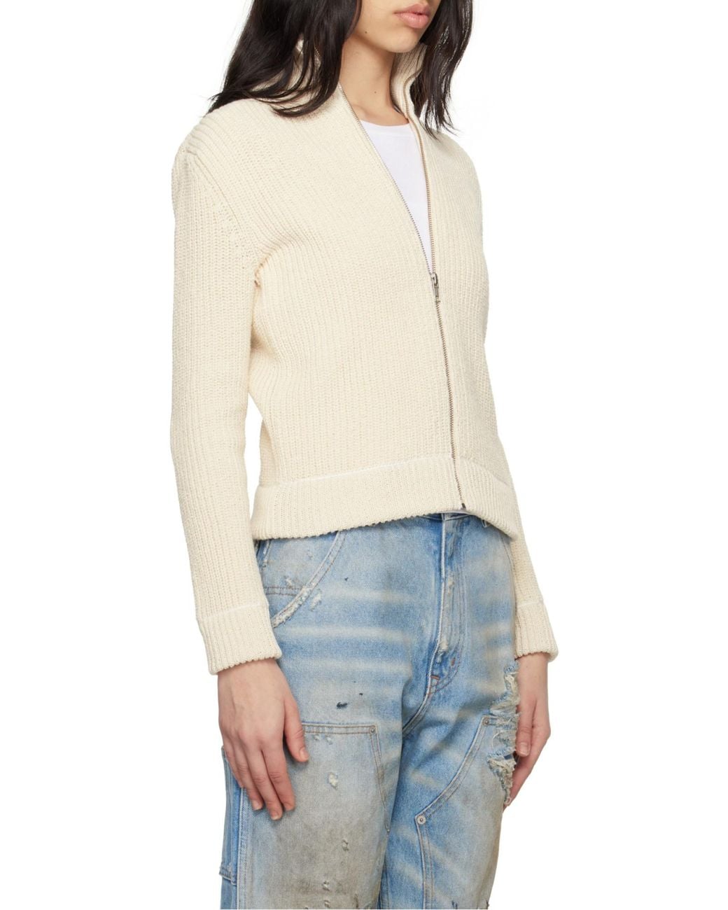 MM6 by Maison Margiela Natural High Neck Cardigan