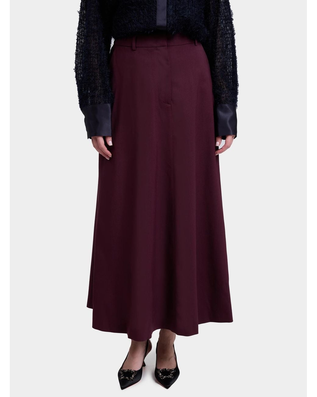 Peserico Purple Belt-Loops Midi A-Line Skirt