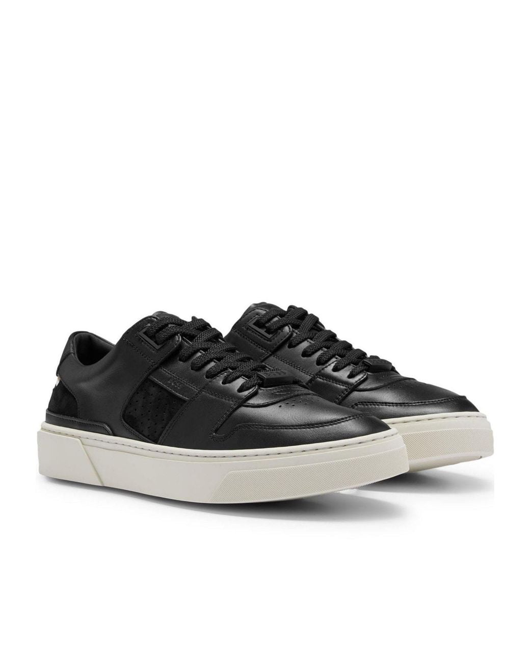 Boss Black Leather Casual Sneakers for men