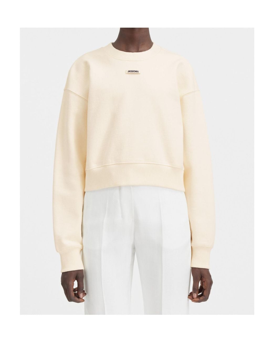 Jacquemus White Logo Patch Cropped Sweatshirt