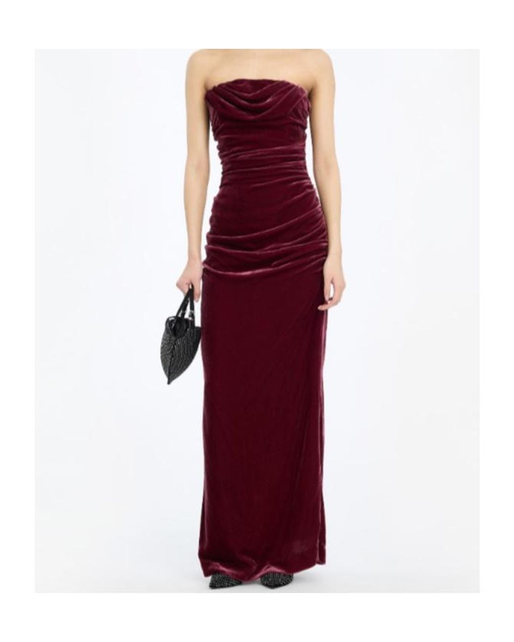 ROTATE BIRGER CHRISTENSEN Purple Silk Velvet Ruched Dress