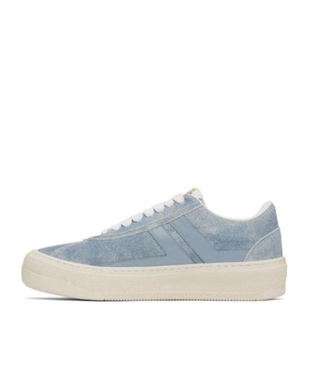 Lanvin Blue Logo-Detail Denim-Panel Sneakers for men