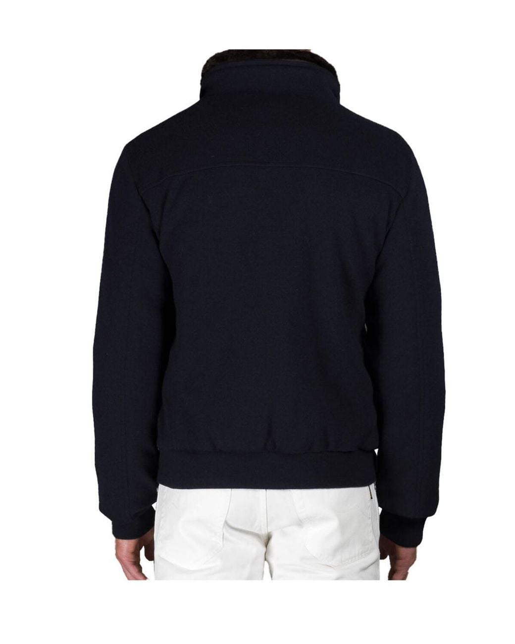 Moorer Blue Faux Fur Collar Zip Jacket for men