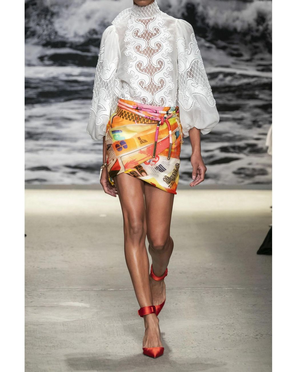 Zimmermann Multicolor Ruched Printed Wrap-Effect Silk-Organza Mini Skirt