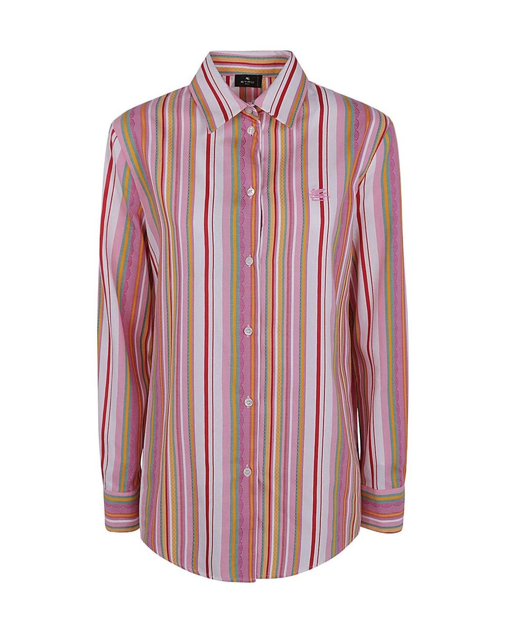 Etro Pink Striped Button-Up Shirt
