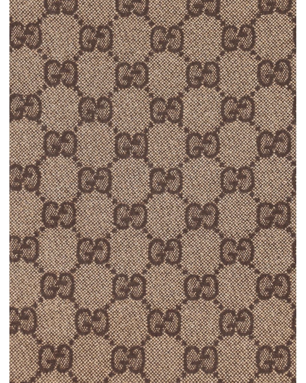 Gucci Brown Gg Cashmere Lamé Scarf