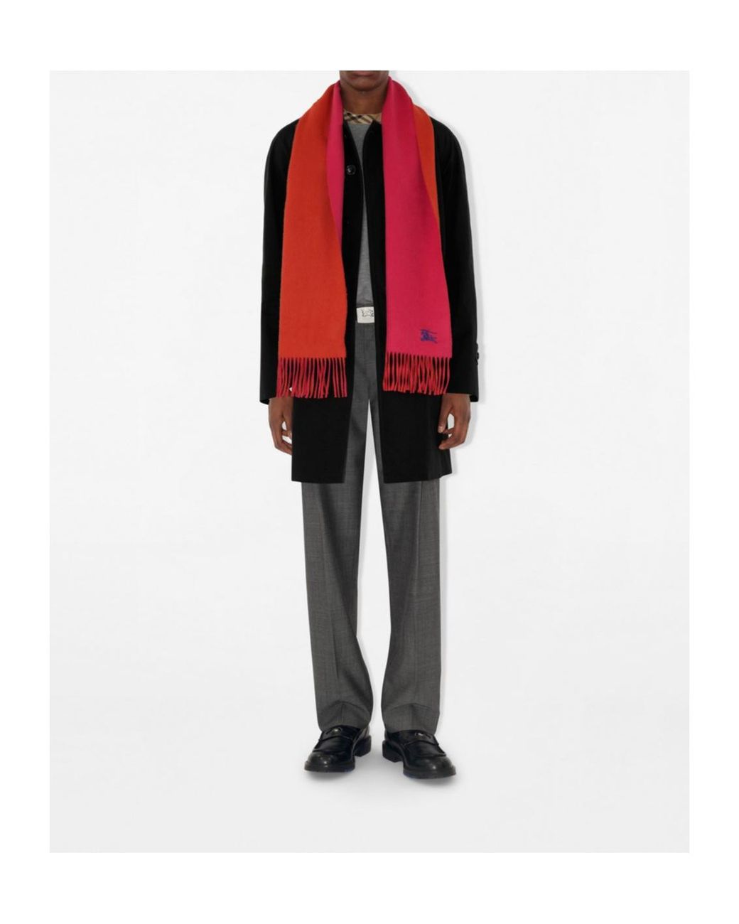 Burberry Ekd Embroidered Fringed Reversible Scarf for men