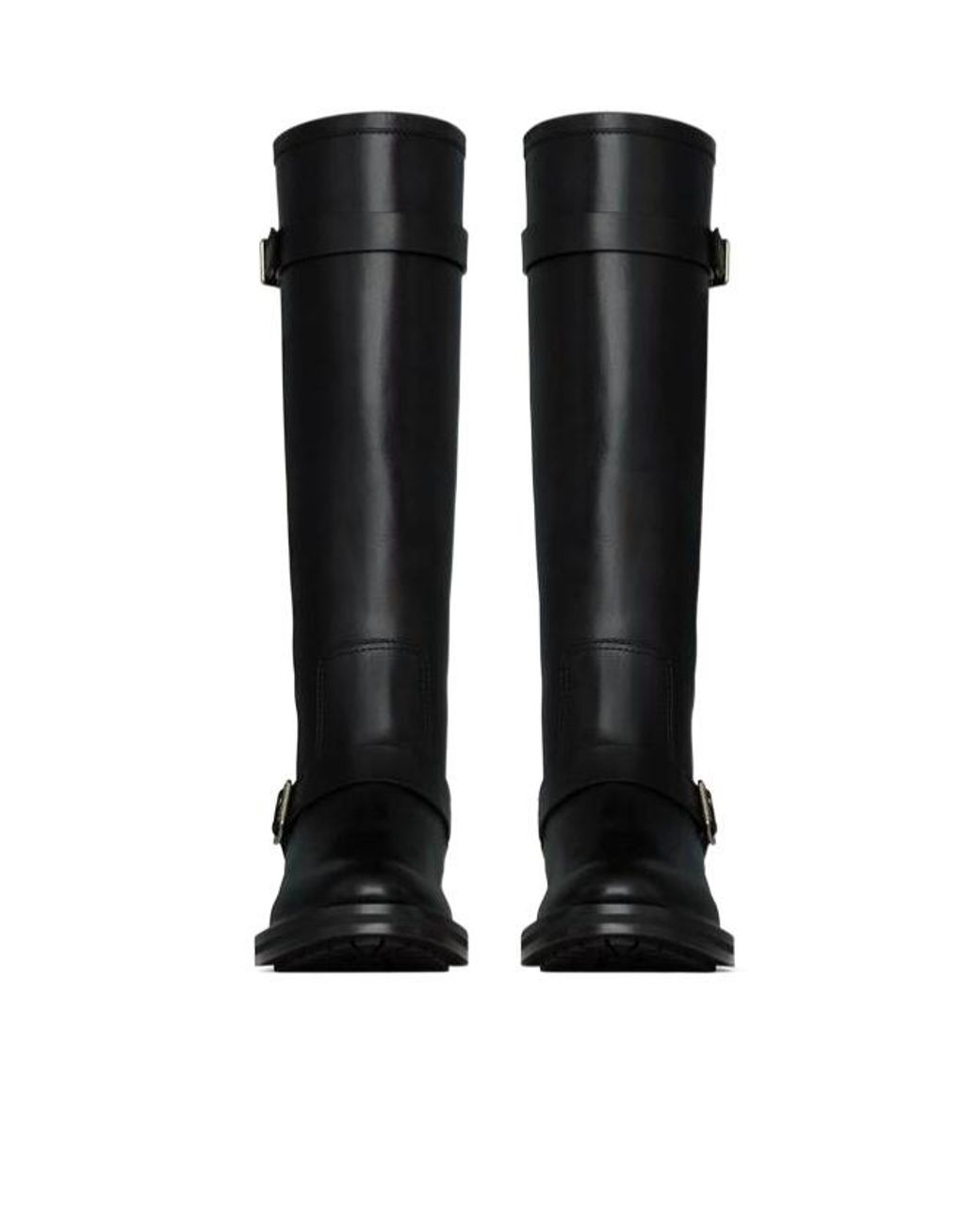 Saint Laurent Black River Round Toe Buckled Boots