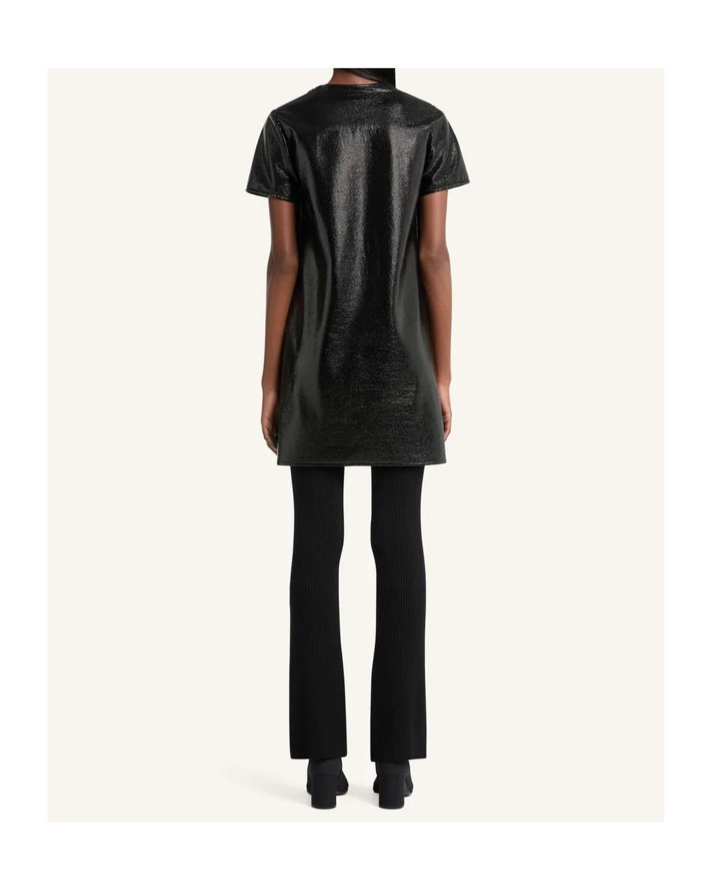 Courreges Black Courrèges Vinyl-Effect Logo Patch Mini Dress