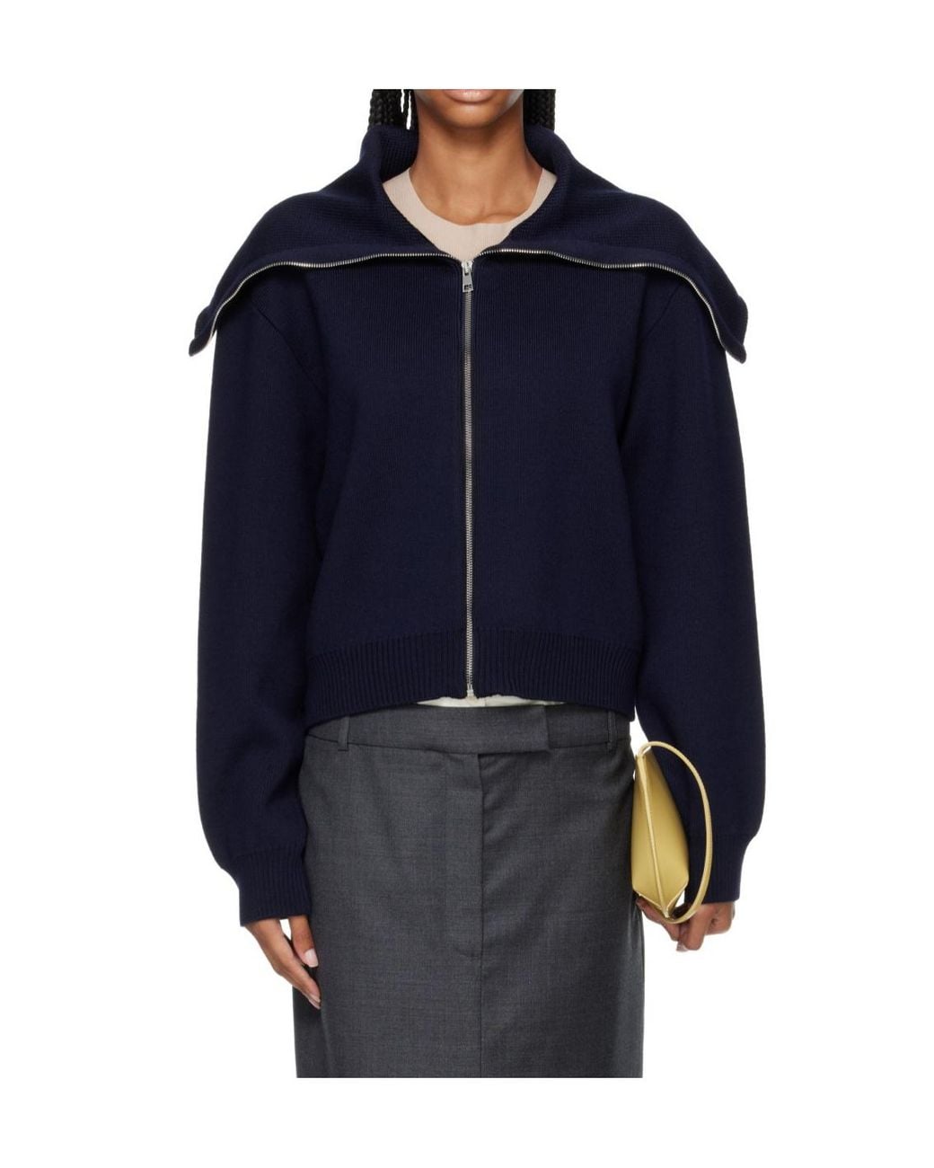 Rohe Blue Wool-Blend Zip-Up Cardigan