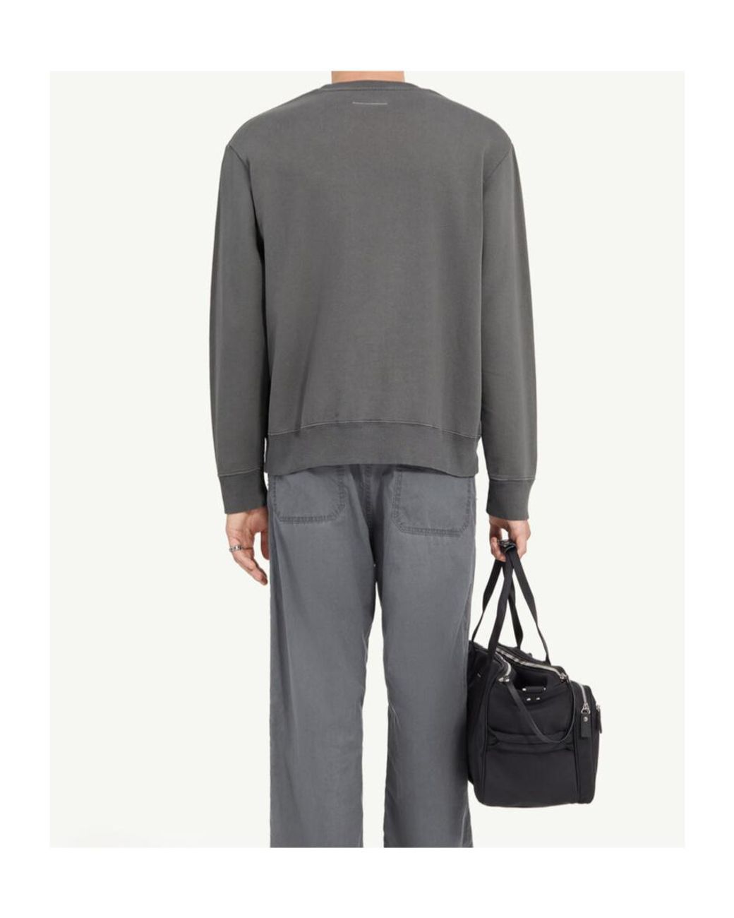 MM6 by Maison Margiela Gray Gabardine Pocket Sweatshirt for men