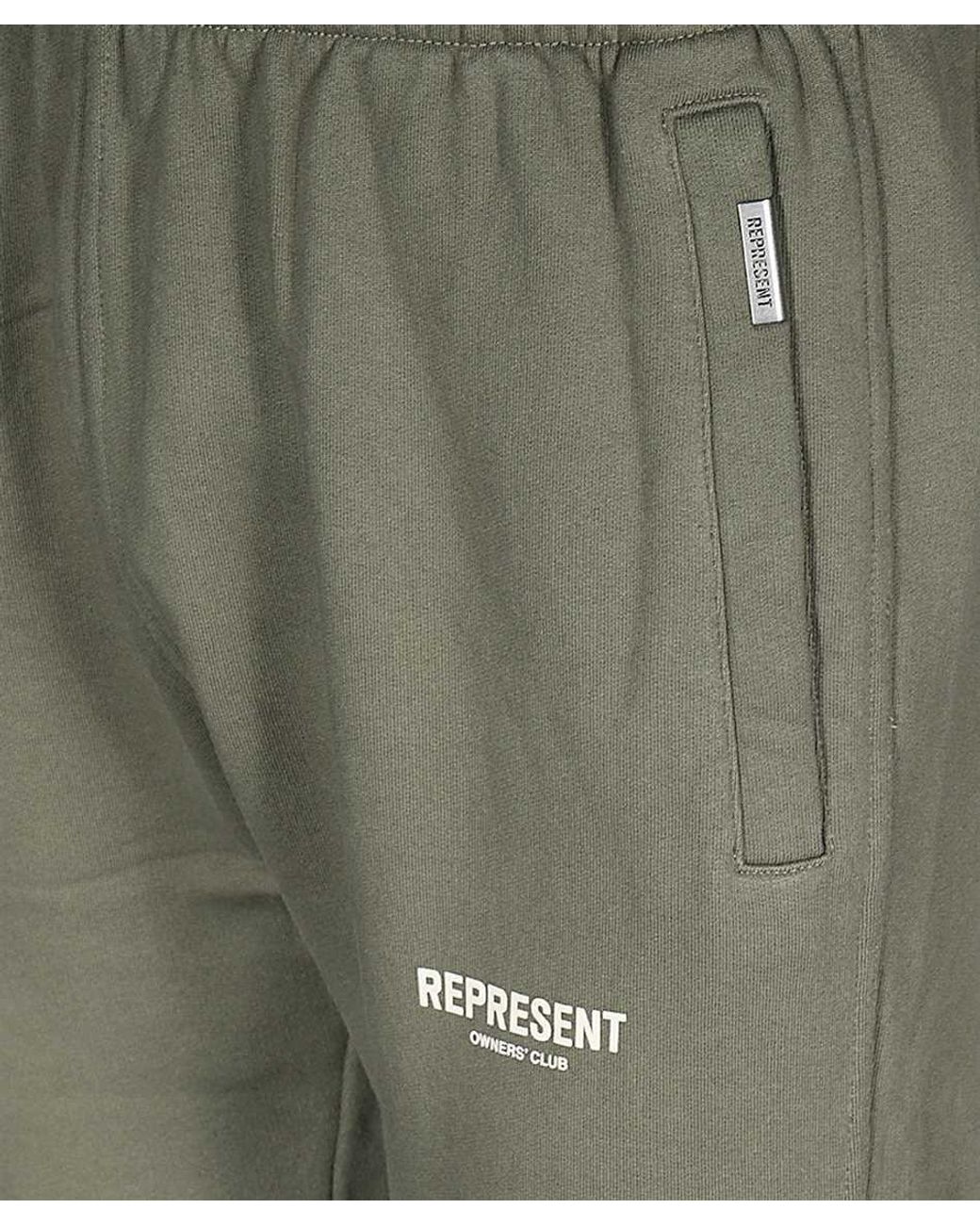 Represent Green Logo-Print Cotton Track Pants for men