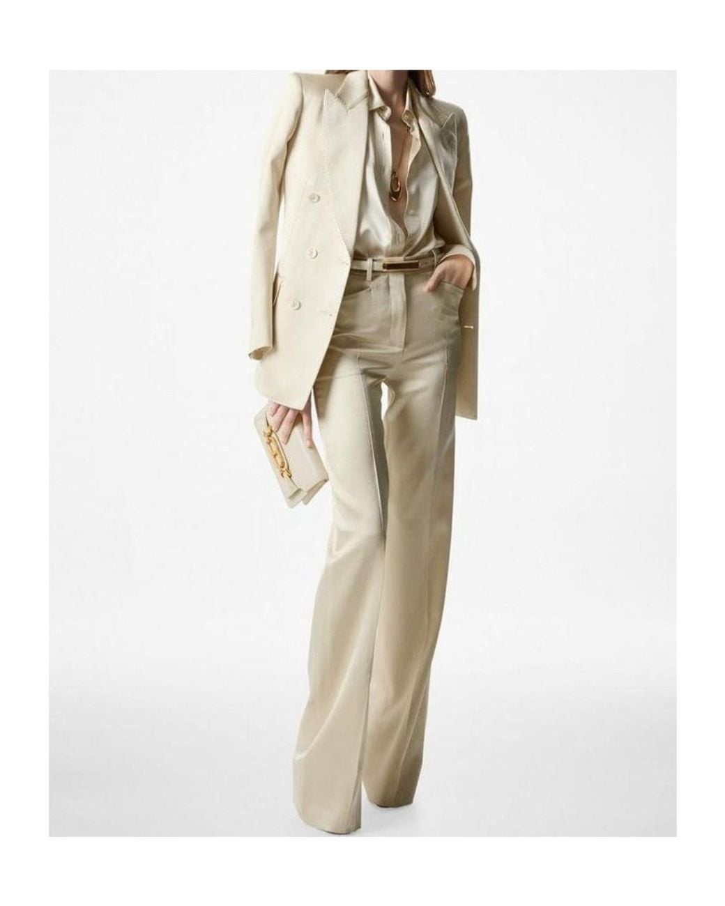 Tom Ford Natural Double Breasted Satin Blazer