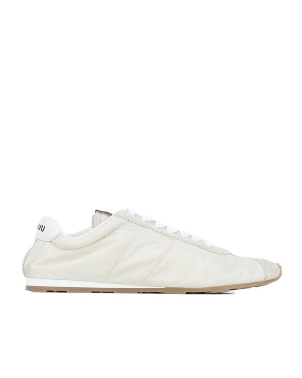 Miu Miu White Plume Lace-Up Sneakers