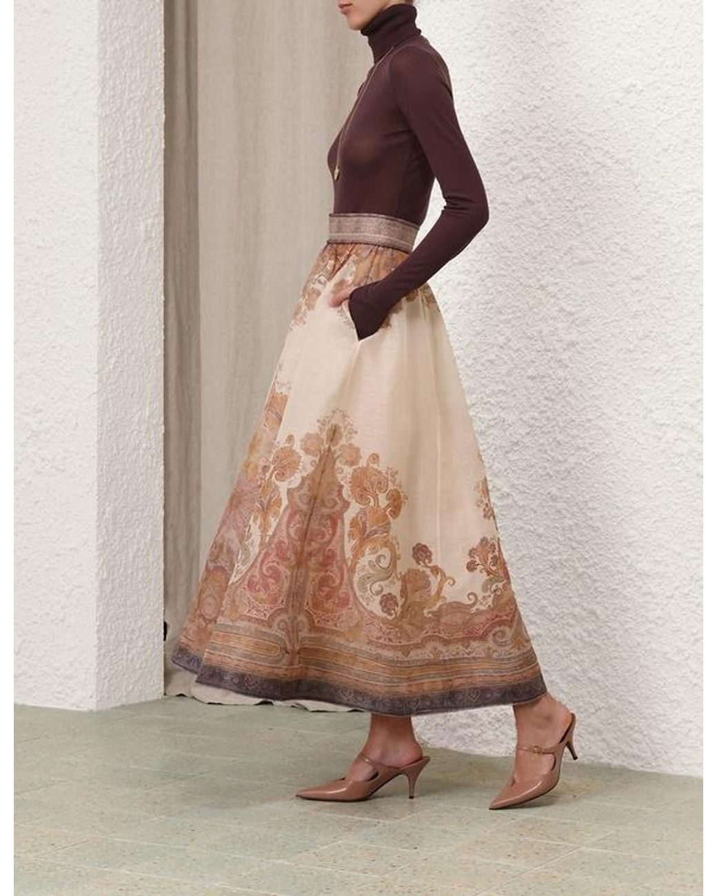 Zimmermann Multicolor Illustration Midi Skirt