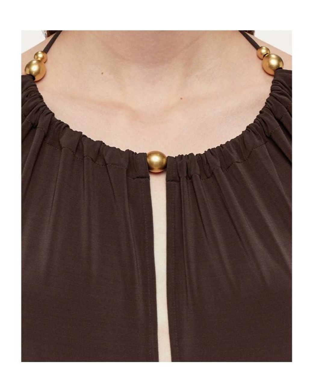Ferragamo Brown Ferragamo Long Crepe Dress