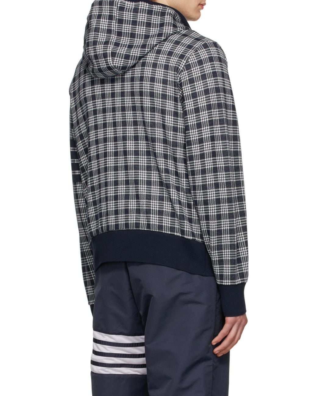 Thom Browne Gray Checked Zipped Hoodie for men