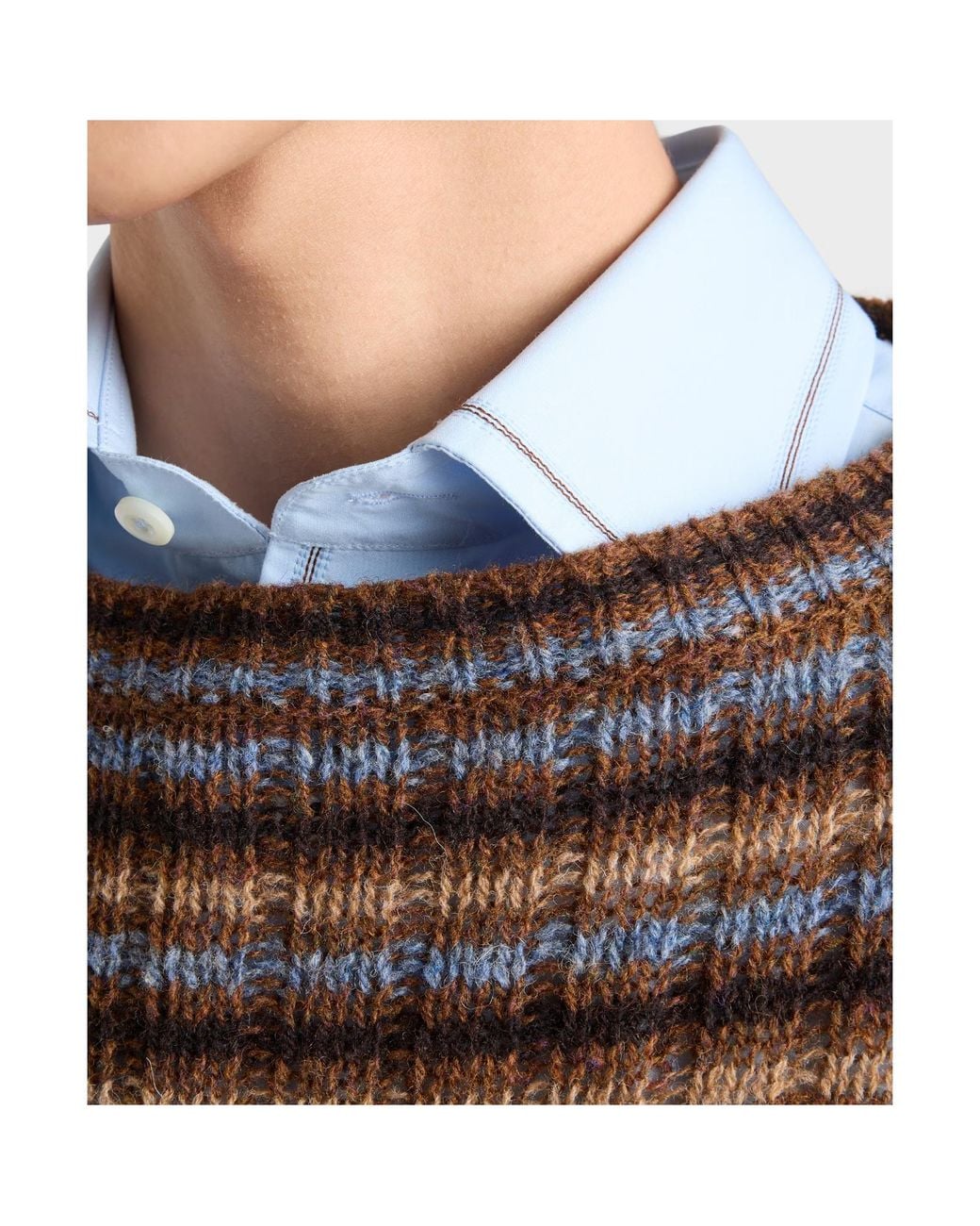Prada Blue Contrast-Trim Classic Shirt for men