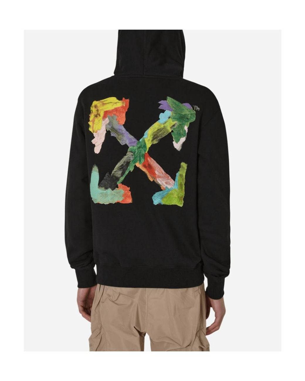 Off-White c/o Virgil Abloh Black Brush Arrow Cotton Hoodie for men