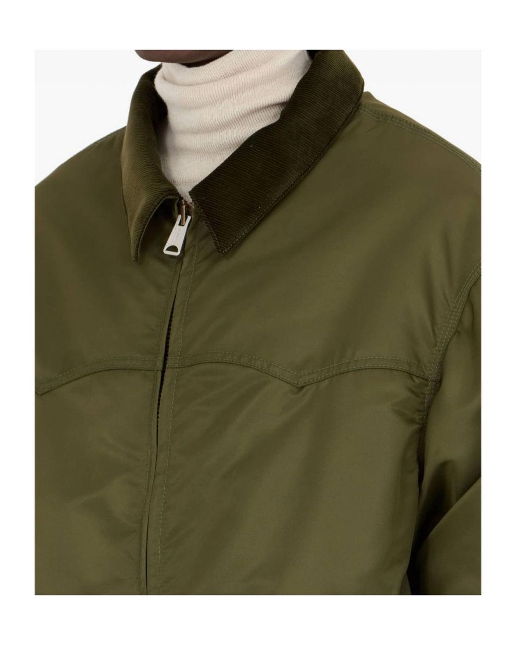 Maison Margiela Green Four Stitches Zip-Up Bomber Jacket for men