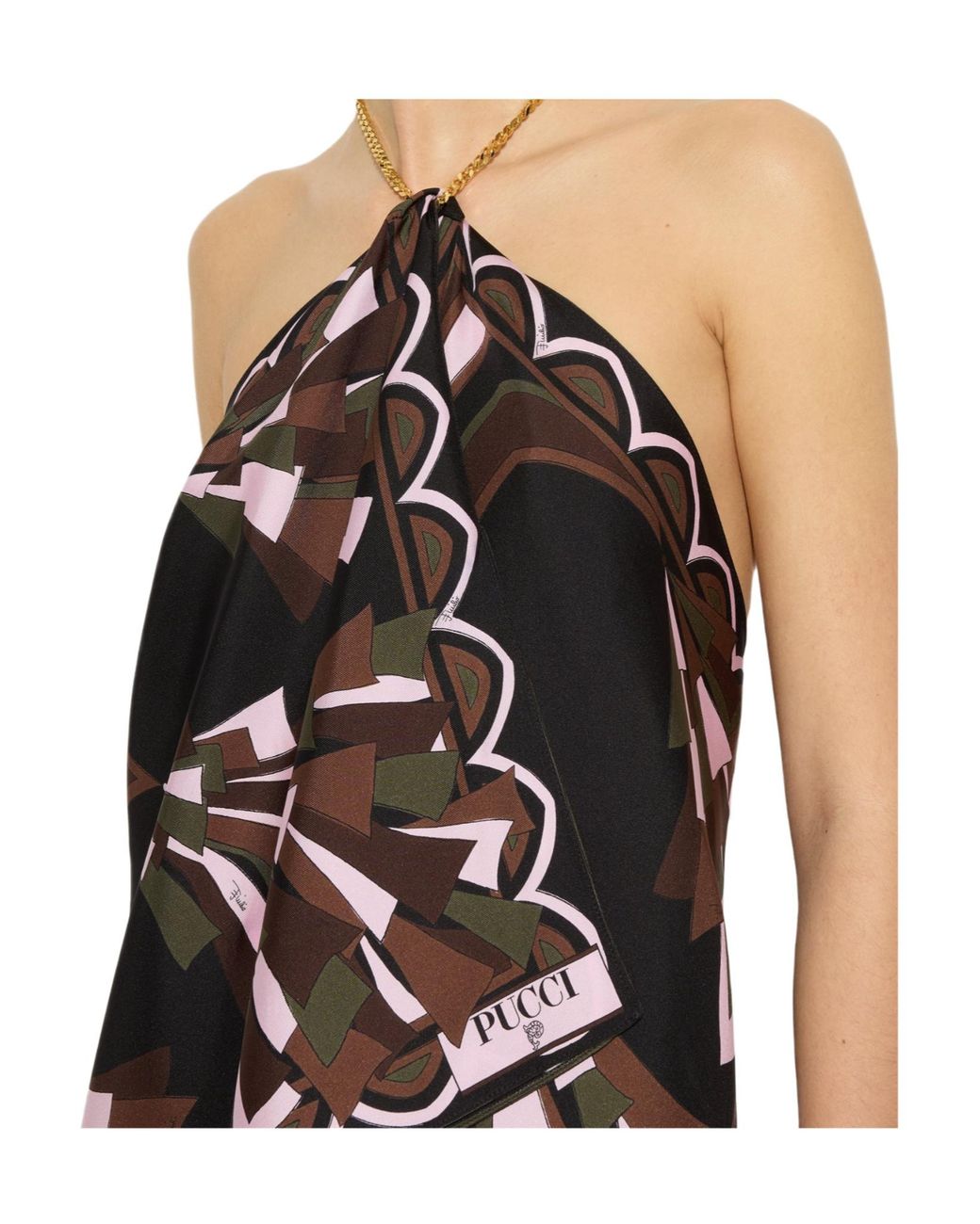 Emilio Pucci Black Pucci Baiadera Halter Handkerchief Top