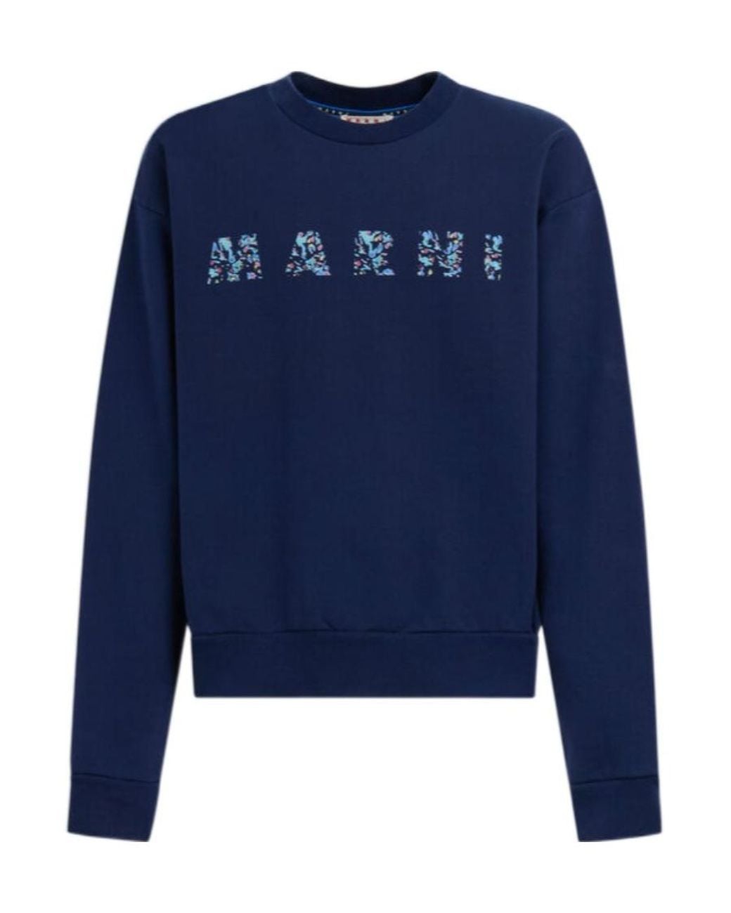 Marni Blue Logo Printed Crewneck Sweatshirt for men