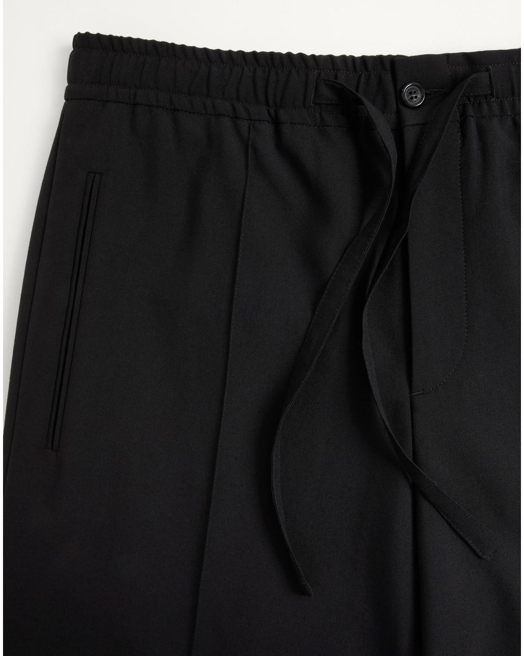 Valentino Gray Pleat Detailed Drawstring Pants for men