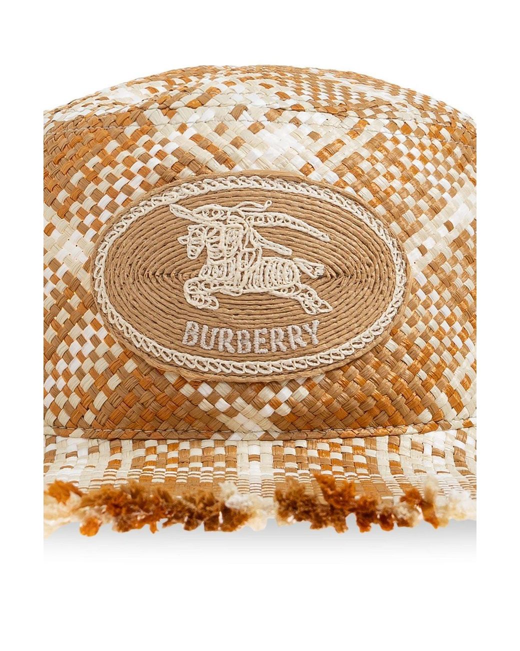 Burberry Metallic Knight Stamp Raffia-Effect Sun Hat
